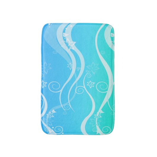 Turquoise Zee White Swirls Small Bath Mat (Voorkant Verticaal)