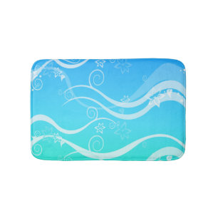 Turquoise Zee White Swirls Small Bath Mat