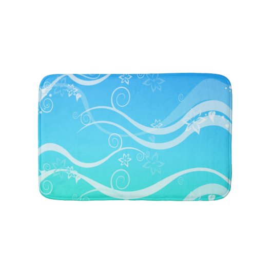 Turquoise Zee White Swirls Small Bath Mat (Voorkant)