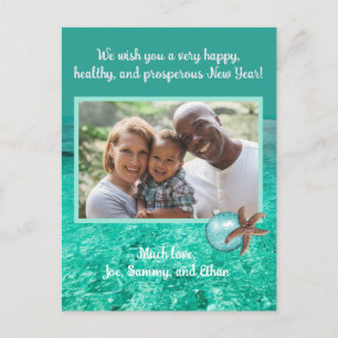 Turquoise Zeeen Holiday New Years Foto Briefkaart
