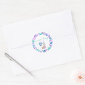 Turquoise Zeemeermin Onder het Zee Happy Birthday Ronde Sticker (Envelop)