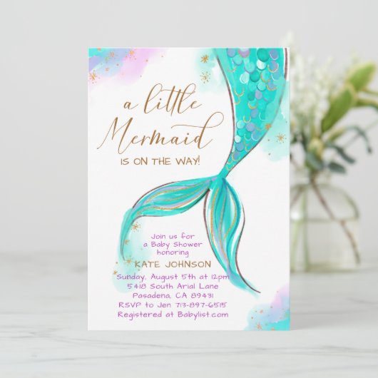 Turquoise zeemeermin onder het Zee Ocean Baby show Kaart (Staand voorkant)