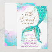 Turquoise zeemeermin onder het Zee Ocean Baby show Kaart (Voorkant / Achterkant)