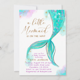Turquoise zeemeermin onder het Zee Ocean Baby show Kaart