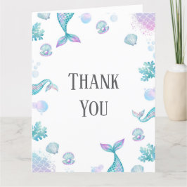 Turquoise Zeemeermin Thema Verjaardagsfeestje Bedankkaart