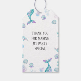 Turquoise zeemeermin thema verjaardagsfeestje cadeaulabel