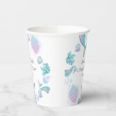 Turquoise zeemeermin thema verjaardagsfeestje papieren bekers (Links)