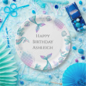 Turquoise zeemeermin thema verjaardagsfeestje papieren bordje (Feest)