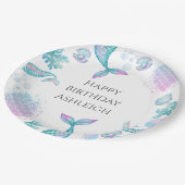 Turquoise zeemeermin thema verjaardagsfeestje papieren bordje (Gekanteld)