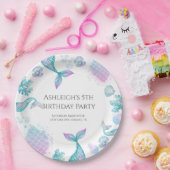 Turquoise zeemeermin thema verjaardagsfeestje papieren bordje (Feest)