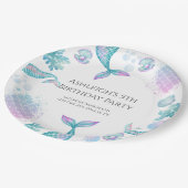 Turquoise zeemeermin thema verjaardagsfeestje papieren bordje (Gekanteld)