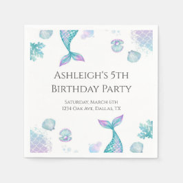 Turquoise zeemeermin thema verjaardagsfeestje servet