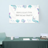Turquoise zeemeermin thema verjaardagsfeestje spandoek (Beurs)