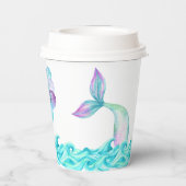 Turquoise Zeemeermin Verjaardagsfeest Onder het Ze Papieren Bekers (Achterkant)