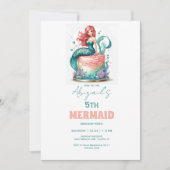 Turquoise zeemeermin verjaardagsfeestje kaart (Voorkant)