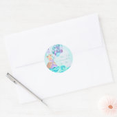 Turquoise Zeemeermin's Verjaardagsfeest Dank u Ronde Sticker (Envelop)