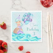 Turquoise Zeemeermin's Verjaardagsfeest Dank u Servet (Insitu)