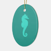 Turquoise Zeepaard Keramisch Ornament (Links)