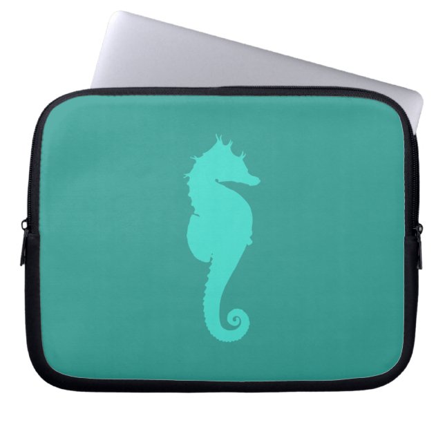 Turquoise Zeepaard Laptop Sleeve (Voorkant)