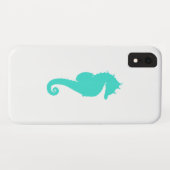 Turquoise Zeepaard op Wit Case-Mate iPhone Case (Achterkant (horizontaal))