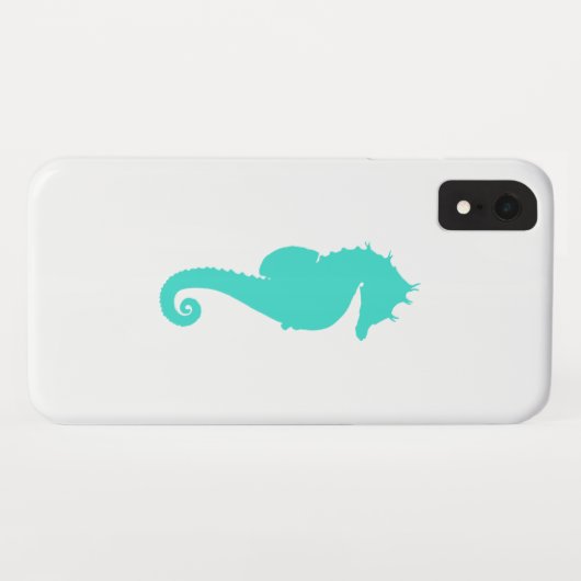 Turquoise Zeepaard op Wit Case-Mate iPhone Case (Achterkant (horizontaal))