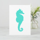 Turquoise Zeepaard op Wit Kaart (Staand voorkant)