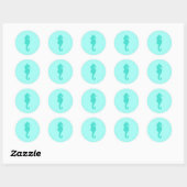 Turquoise zeepaardje 2 ronde sticker (Vel)