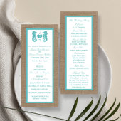 Turquoise zeepaardje Burlap Beach Wedding Programm Reclamekaart