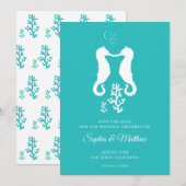Turquoise zeepaardje Tropisch strand Save The Date (Voorkant / Achterkant)