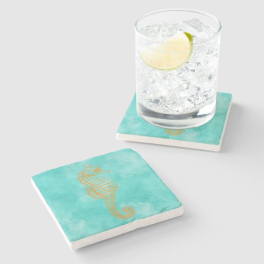 turquoise zeepaardsteen Onderzetter (Zijkant)