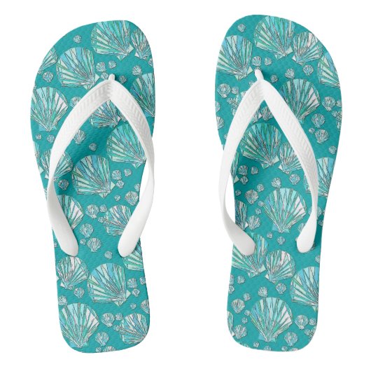 Turquoise, zeeschuim zeeschelpen, turquoise achter teenslippers (Voetbed)