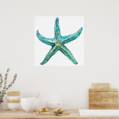 Turquoise zeester  24 x 24 poster (Keuken)