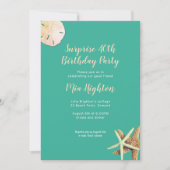 Turquoise Zeester Verrassingsverjaardagsfeestje Kaart (Voorkant)