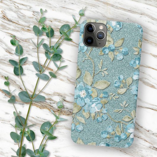 Turquoise Zeevrucht Blauwgroen Blauw Bloemen Water Case-Mate iPhone Case