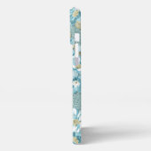 Turquoise Zeevrucht Blauwgroen Blauw Bloemen Water iPhone Hoesje (Linkerkant)