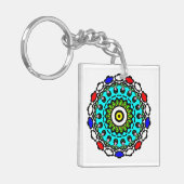 Turquoise Zen Mandala Sleutelhanger (Voorkant Links)