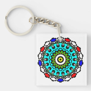 Turquoise Zen Mandala Sleutelhanger