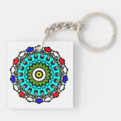 Turquoise Zen Mandala Sleutelhanger (Achterkant)