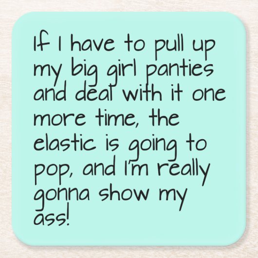 Turquoise zet Big Girl Panties Words Entertainment Kartonnen Onderzetters (Voorkant)