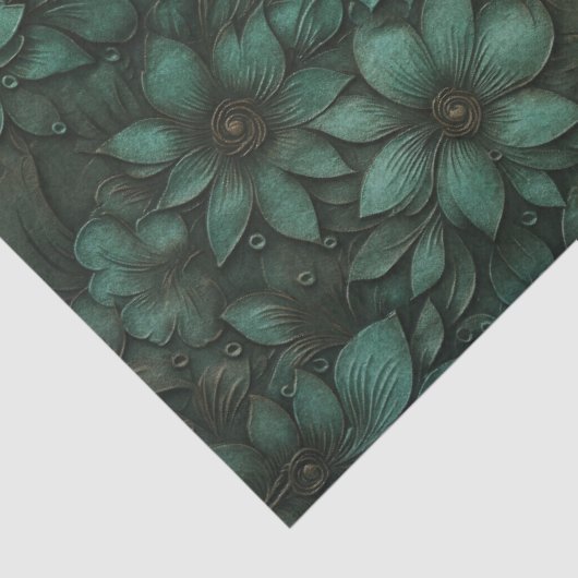 Turquoise zeven bloemblaadjes ontkoppelde weefsel  tissuepapier (Detail)