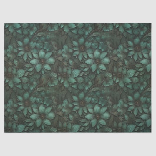 Turquoise zeven bloemblaadjes ontkoppelde weefsel  tissuepapier (Voorkant)