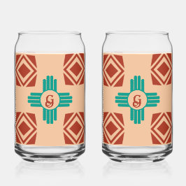Turquoise Zia Tribal Brown Tan Blikvorm Glas