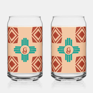 Turquoise Zia Tribal Brown Tan Blikvorm Glas