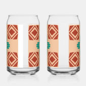 Turquoise Zia Tribal Brown Tan Blikvorm Glas (Rechts)