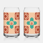 Turquoise Zia Tribal Brown Tan Blikvorm Glas (Achterkant)