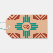 Turquoise Zia Tribal Brown Tan Cadeaulabel (Achterkant Horizontaal)