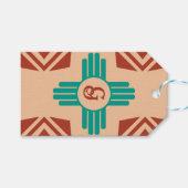 Turquoise Zia Tribal Brown Tan Cadeaulabel (Voorkant (Horizontaal))