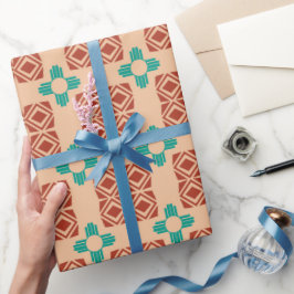 Turquoise Zia Tribal Brown Tan Cadeaupapier