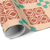 Turquoise Zia Tribal Brown Tan Cadeaupapier (Rol Hoek)