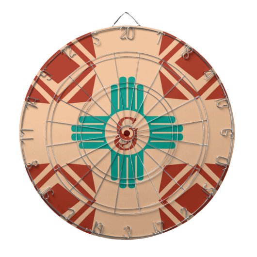 Turquoise Zia Tribal Brown Tan Dartbord (Voorkant)